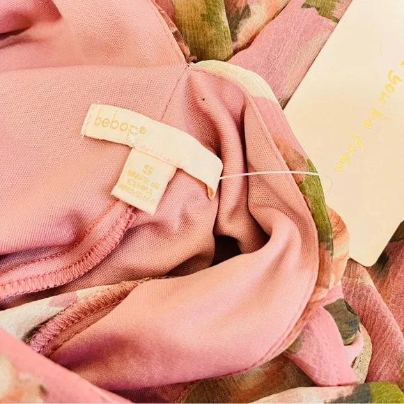 Blush Pink Floral Ruffle Mini Dress – Romantic fairy Size S - Picture 6 of 6